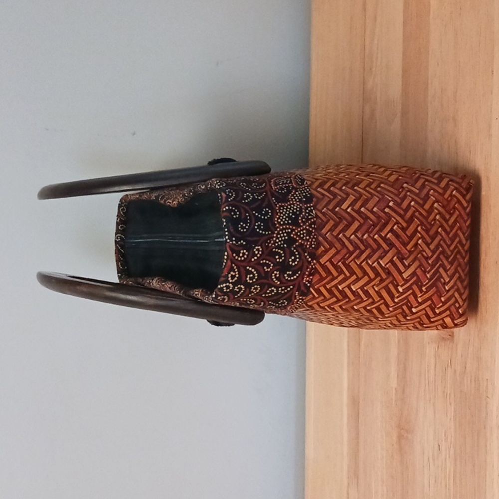 Thailand Woven Basket/Fabric/Wood Zippered Purse - Picture 8 of 16